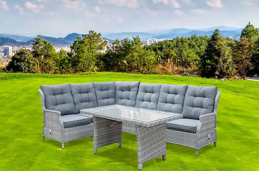 Meningkatkan Kenyamanan Luar Ruangan: Menjelajahi Fitur Set Makan Sofa Sudut Berbaring 5PCS